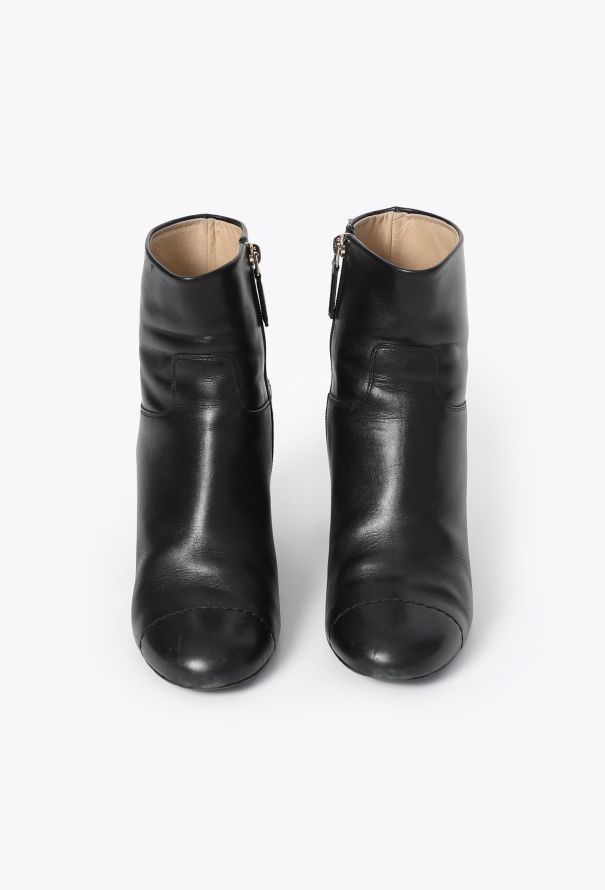 Chanel Stitched Cap-Toe Ankle Boots - 3