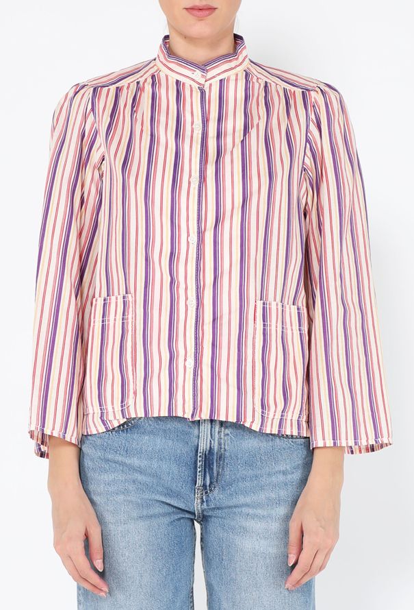 Oscar De La Renta Striped Cotton Blouse, 1970s - 2
