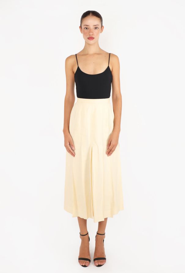 Chanel Vintage Pleated Linen Skirt - 1