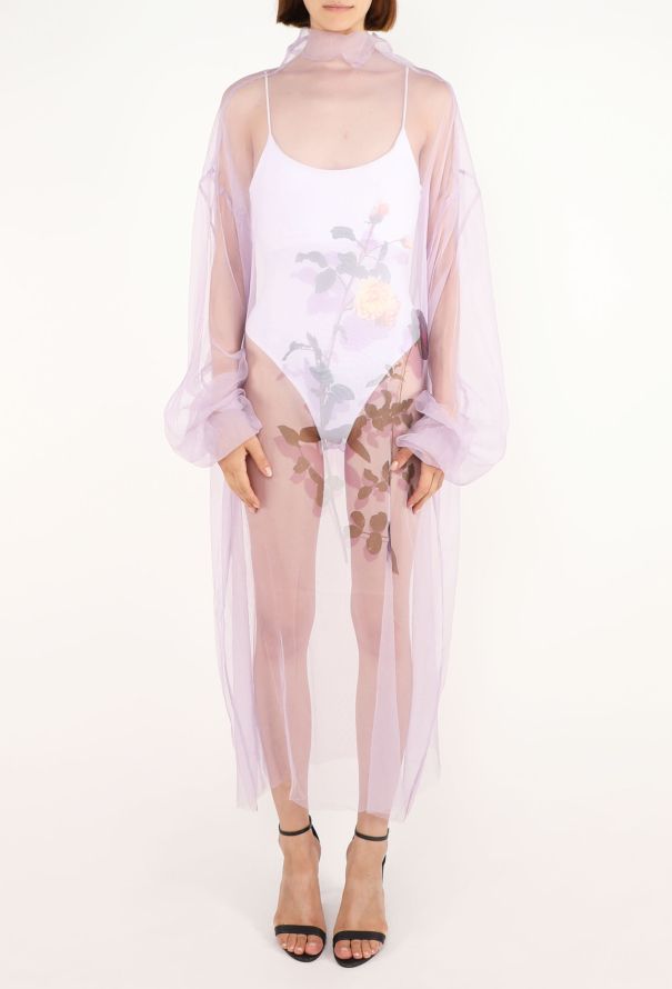 Dries Van Noten Rose Printed Mesh Kaftan, F/W 2019 - 3