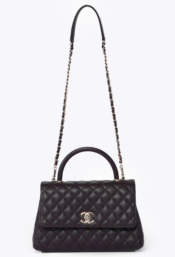 Chanel Classic Medium Dark Prune Coco Handle Flap Bag - 1