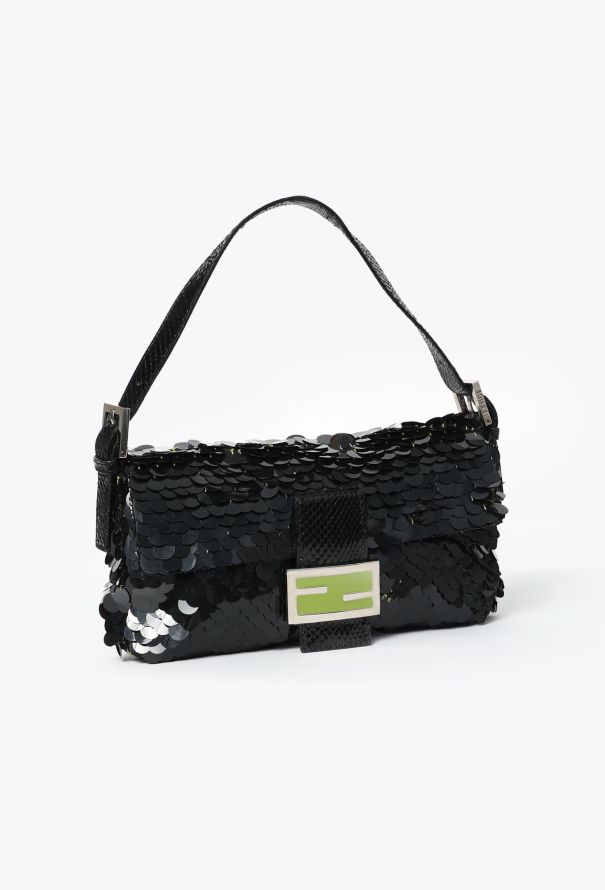 Fendi Vintage Sequin & Python Baguette Bag - 2