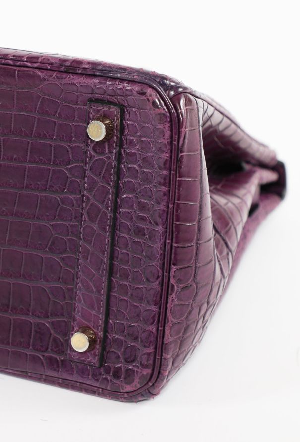 Hermès RARE Matte Améthyste Porosus Birkin 30 - 11