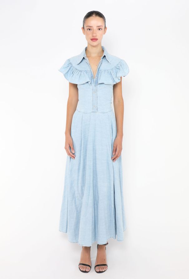 Miu Miu Denim Smock Maxi Dress - 4 Miu Miu Denim Smock Maxi Dress - 4