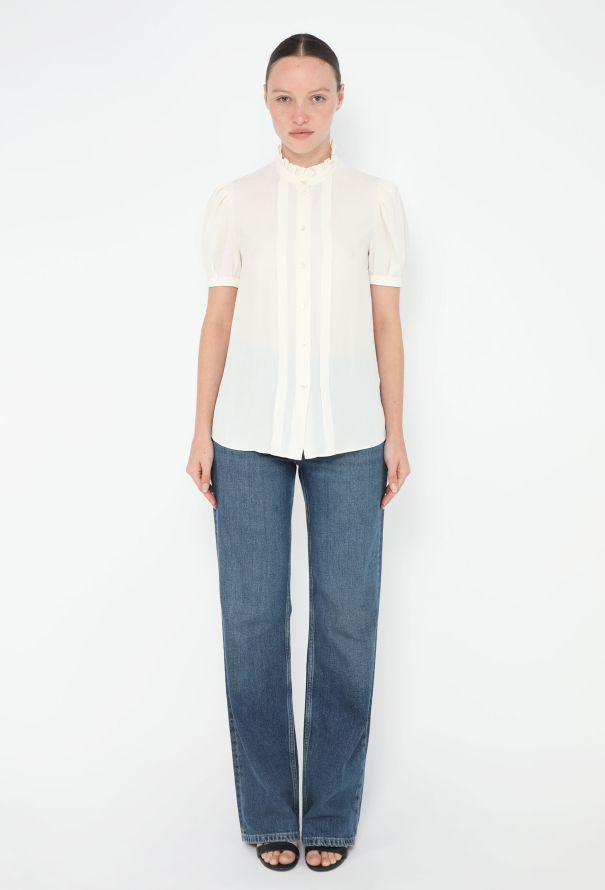 Céline 2020 Silk Ruffled Trim Blouse - 3 Céline 2020 Silk Ruffled Trim Blouse - 3