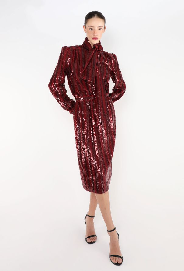 Saint Laurent STUNNING F/W 2020 Sequin Lavallière Dress - 5