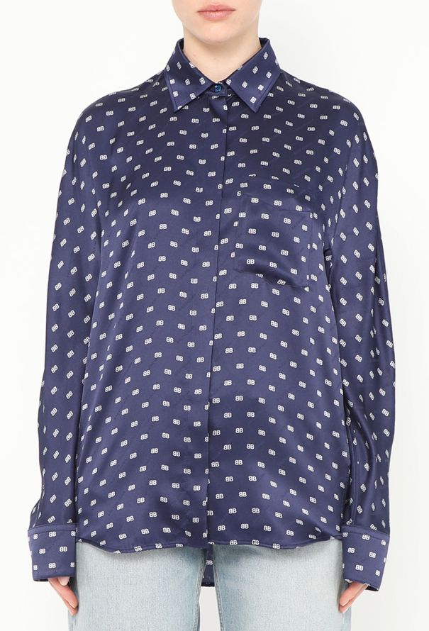 Balenciaga 2017 Silk Logo Blouse - 2 Balenciaga 2017 Silk Logo Blouse - 2