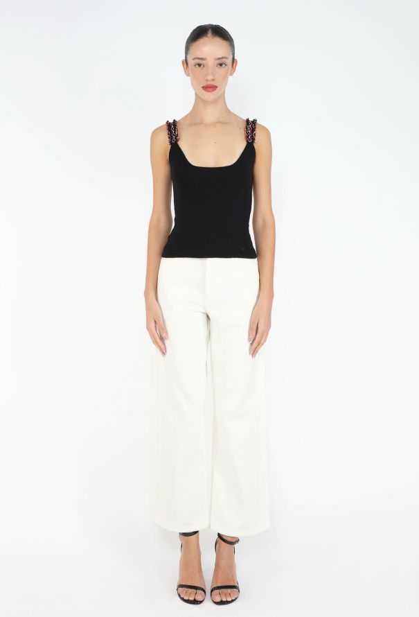 Chanel Frayed 'CC' Cashmere Tank - 3