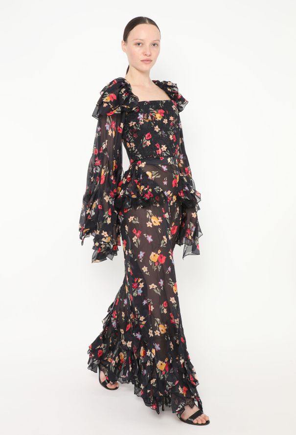 Rodarte S/S 2018 Ruffled Floral Silk Pants - 4 Rodarte S/S 2018 Ruffled Floral Silk Pants - 4