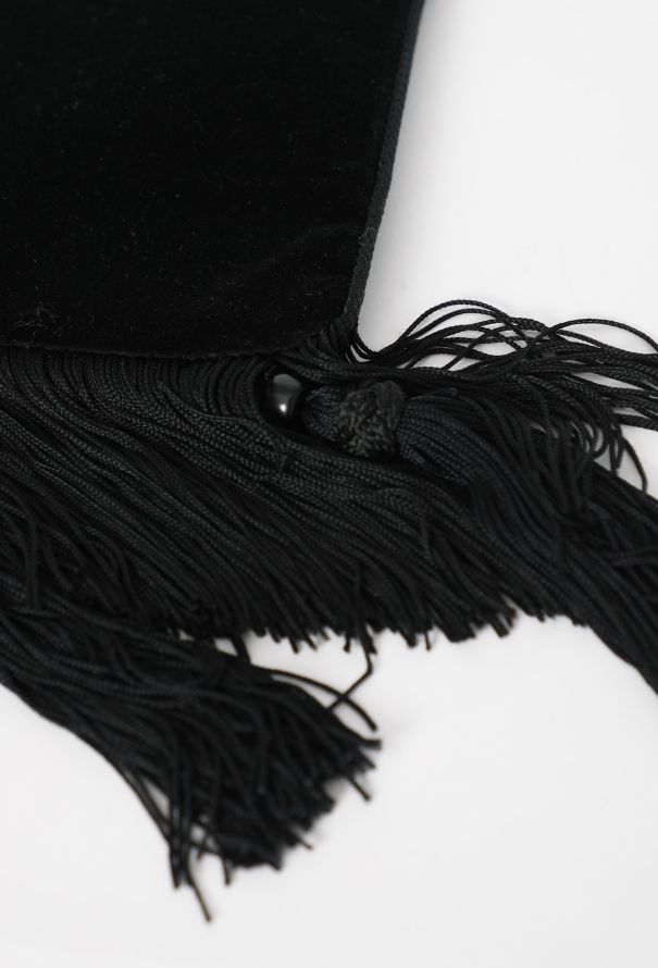 Saint Laurent '80s Black Velour Tassel Bag - 10