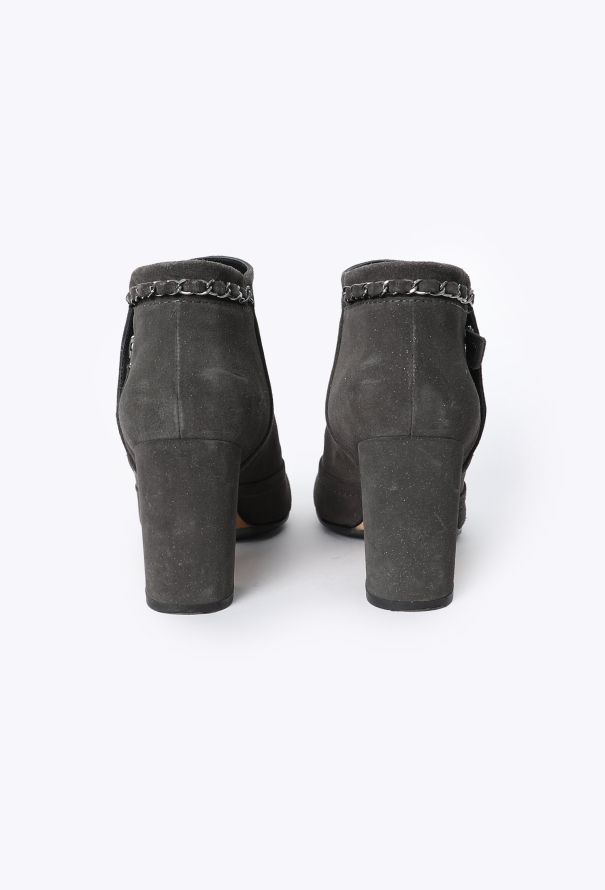 Chanel Suede Chainlink Ankle Boots - 4