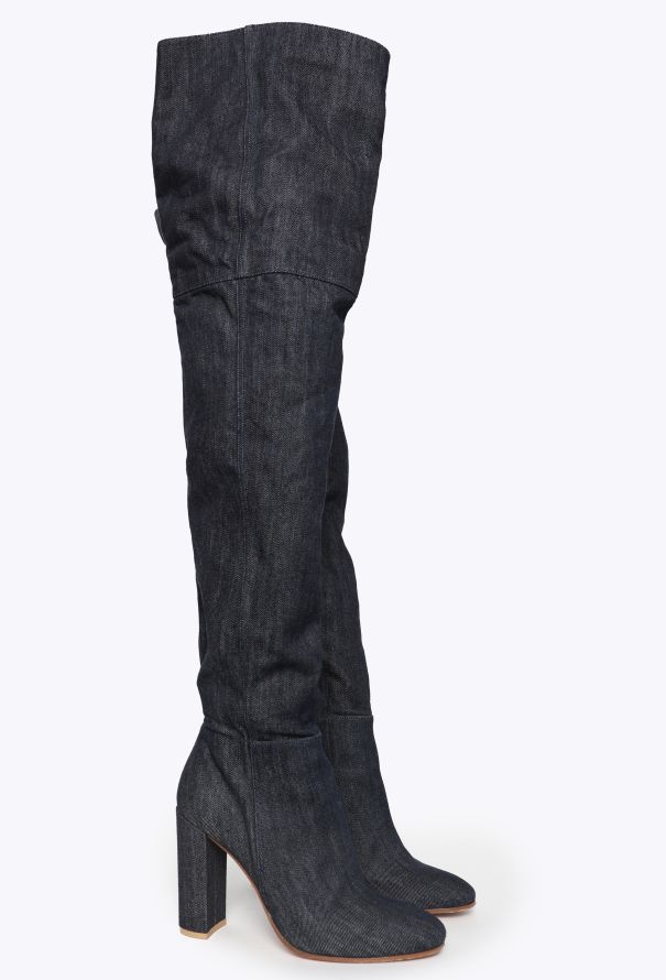 Gianvito Rossi Denim Thigh-High Boots - 2