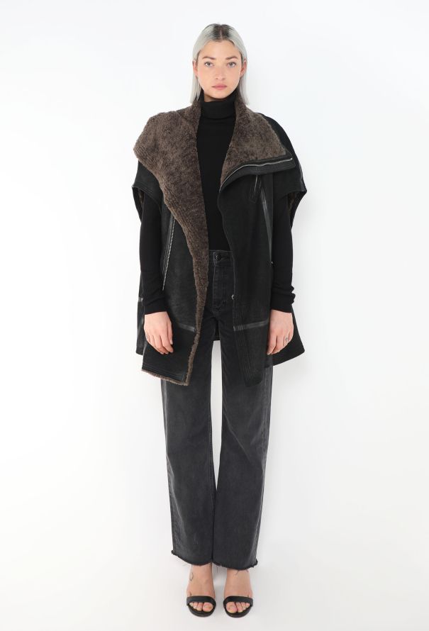 Rick Owens Oversized Shearling-Lined Biker Vest - 4