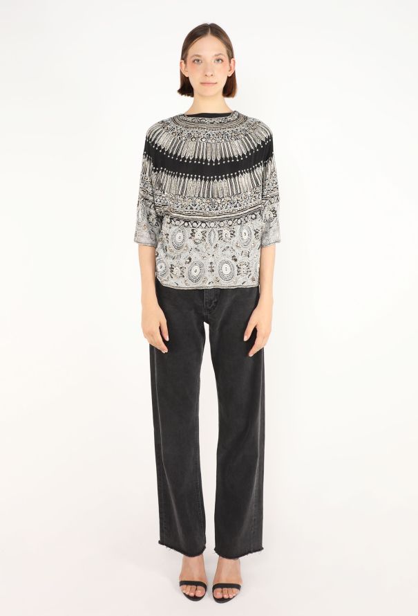 Dries Van Noten Embellished Silk Appliqué Top - 2