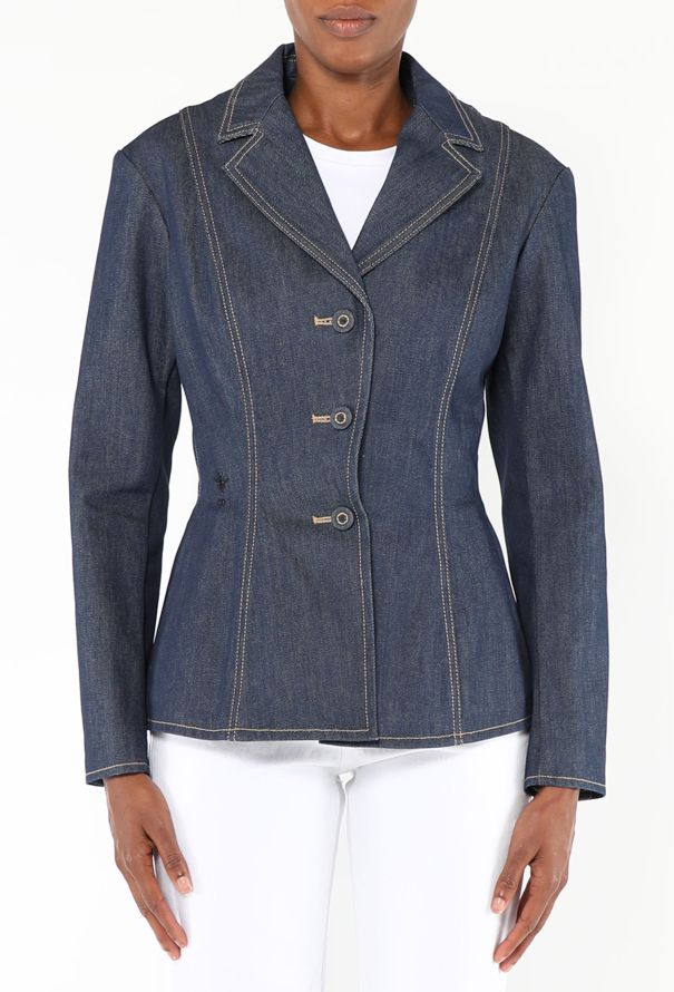Dior 2022 Cinched Denim Bar Jacket - 2
