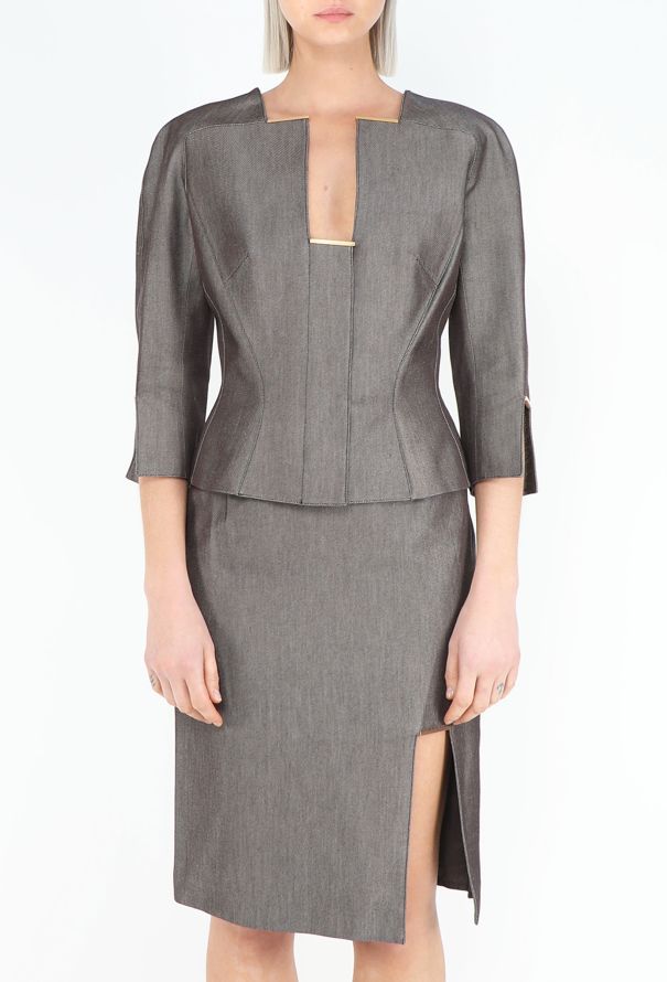 Thierry Mugler Late '90s Cinched Brass Trim Ensemble - 3