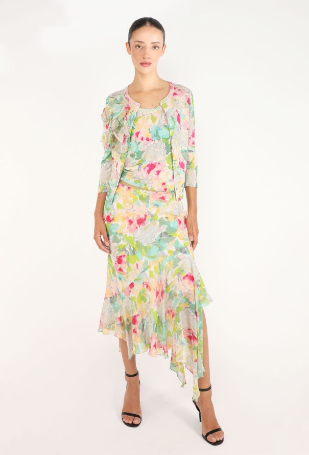John Galliano Floral 3-Piece Chiffon Ensemble, 2005 - 5