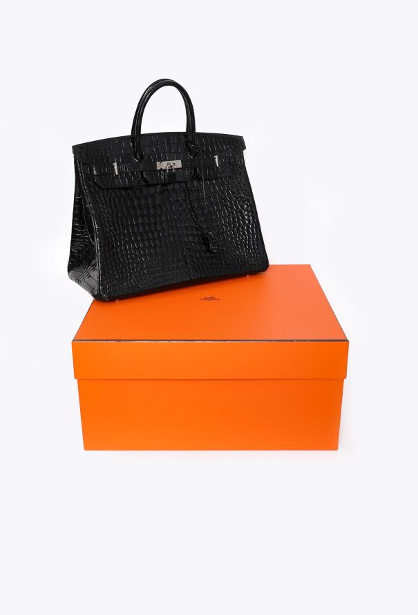 Hermès Shiny Black Porosus Birkin 40 - 10