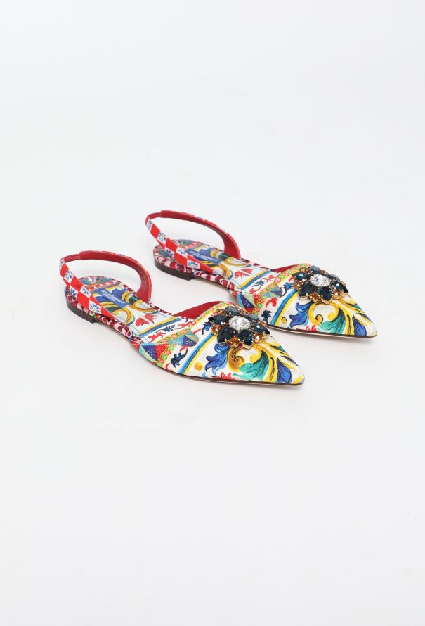 Dolce & Gabbana 2016 'Maiolica' Embellished Slingbacks - 3