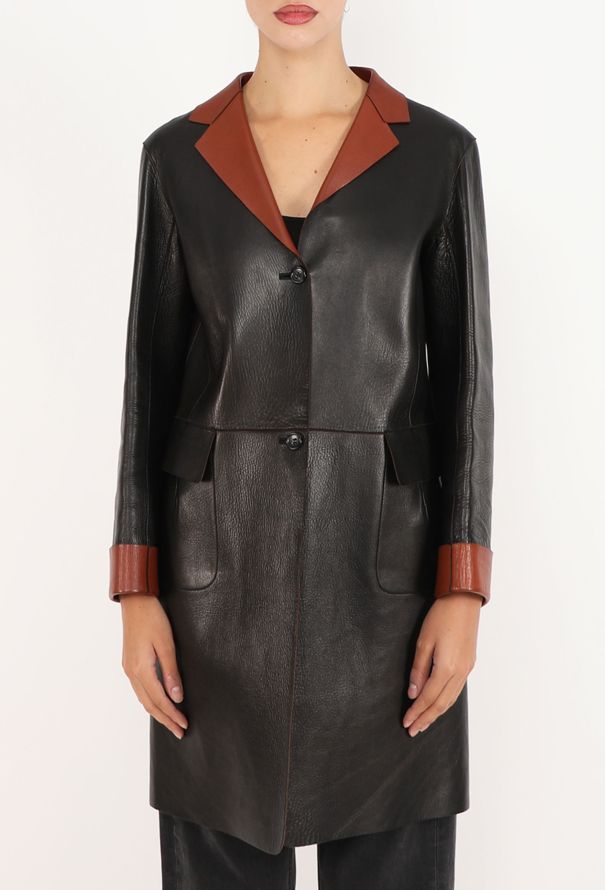 Notched Leather Coat, 1990s - Jil Sander | ReSee