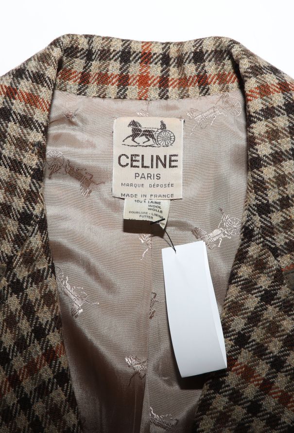 Céline '70s Suede Trim Houndstooth Blazer - 6 Céline '70s Suede Trim Houndstooth Blazer - 6