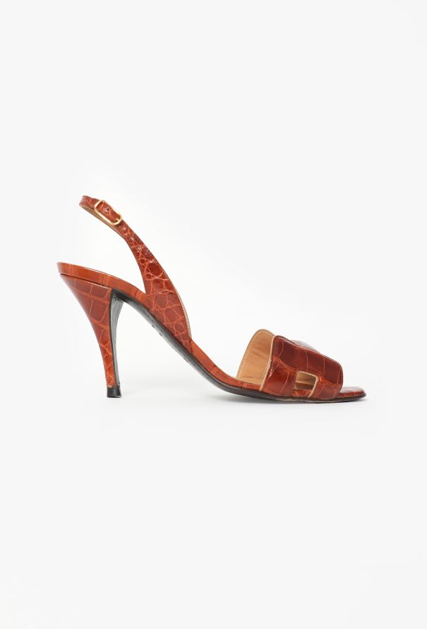 Hermès Vintage Alligator Slingback Sandals - 1