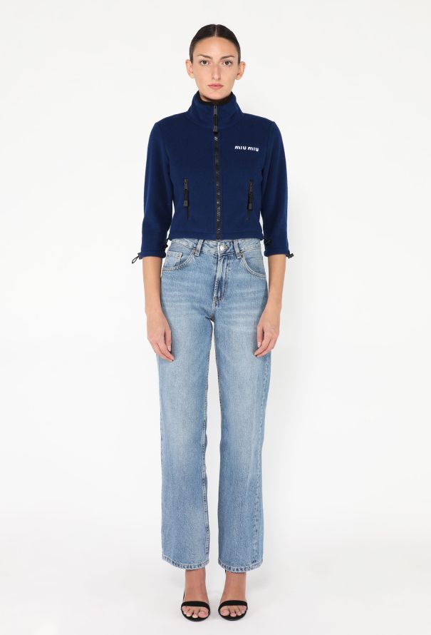 Miu Miu 2024 Cropped Logo Fleece Jacket - 4