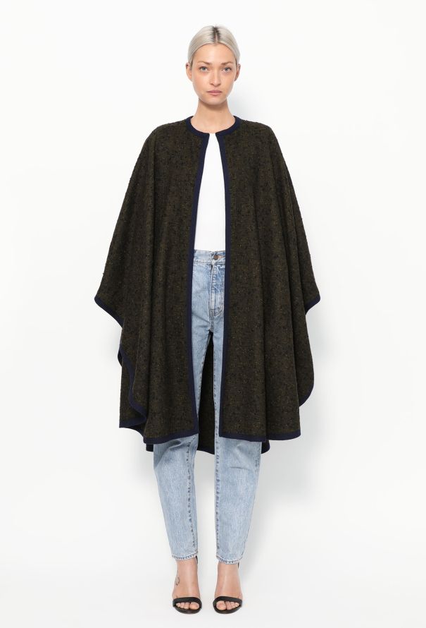 Saint Laurent RARE '70s Woven Trim Bouclé Cape - 1 Saint Laurent RARE '70s Woven Trim Bouclé Cape - 1