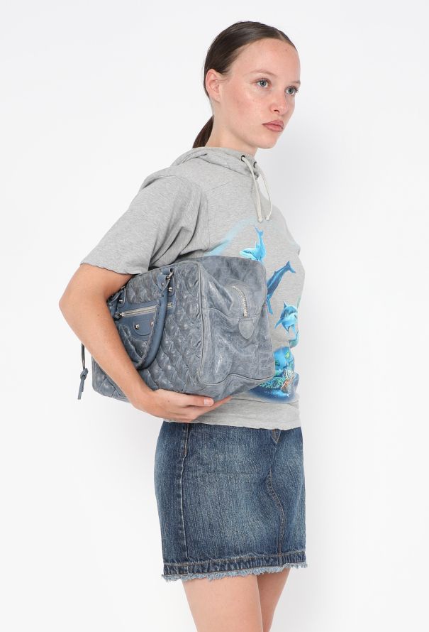 Balenciaga Motocross Quilted Bowling Bag Light blue - 3 Balenciaga Motocross Quilted Bowling Bag Light blue - 3