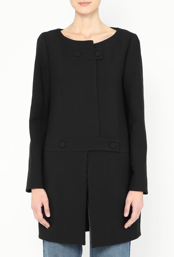 Chloé F/W 2007 Collarless Crêpe Peacoat - 3 Chloé F/W 2007 Collarless Crêpe Peacoat - 3