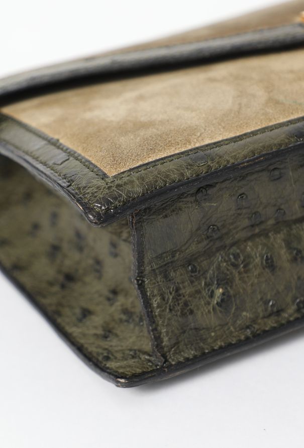 Hermès '70s Veau Doblis & Ostrich Trim Pan Clutch - 10