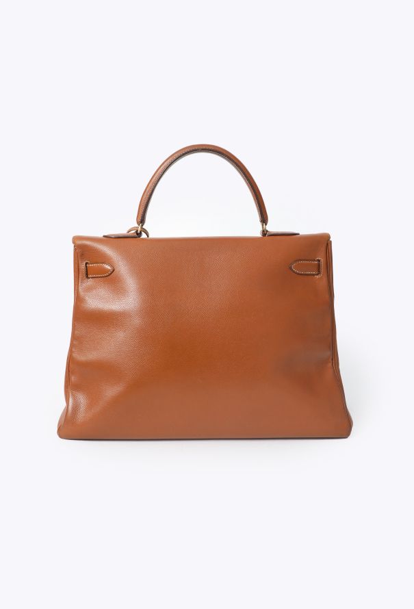 Hermès '80s Gold Courchevel Kelly Retournè 35 - 7