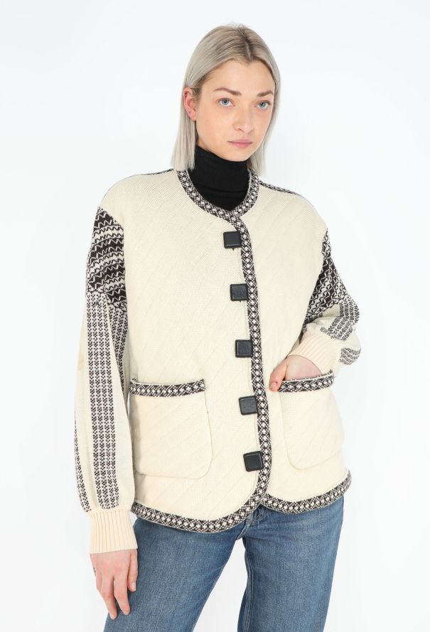 Saint Laurent Early '90s Quilted Intarsia Cardigan - 4