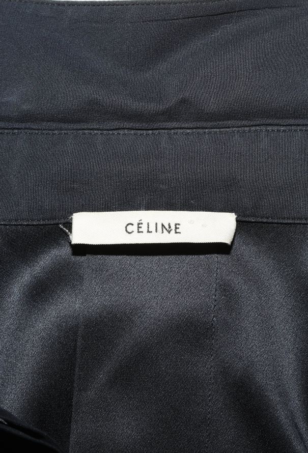 Céline Classic Navy Satin Blouse - 7