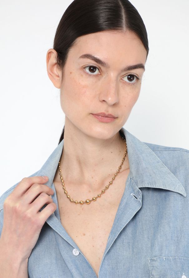 Vintage Fine Jewelry Vintage Yellow Gold Bead Necklace - 1