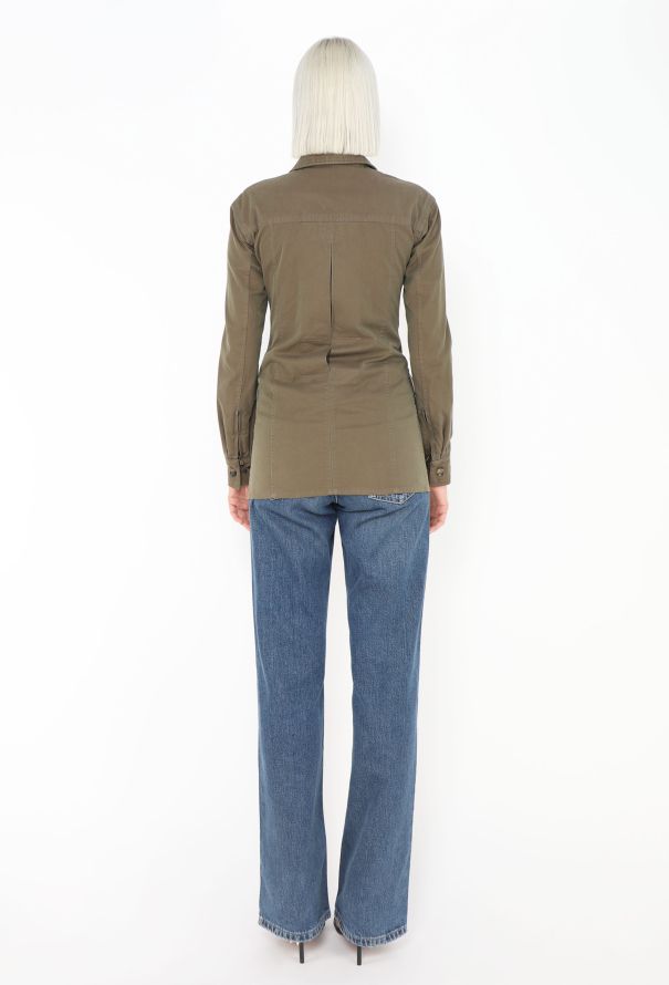 Saint Laurent Khaki Lace-up Safari Jacket - 4