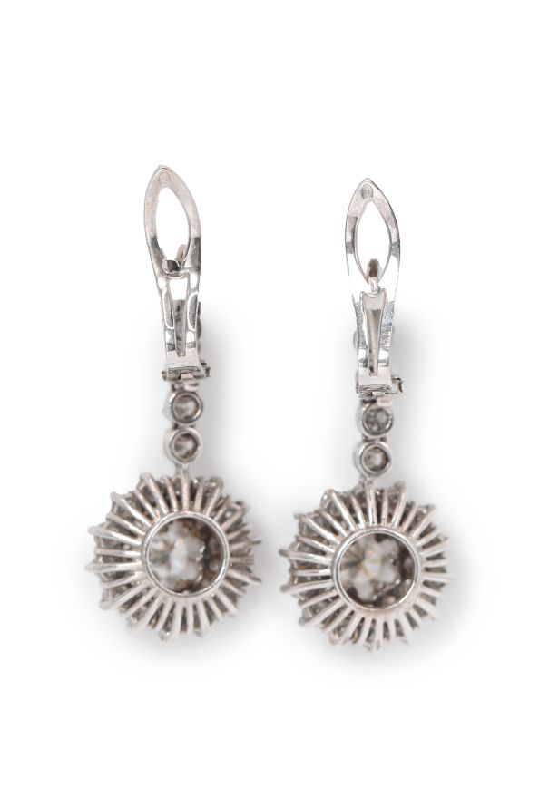 Vintage Fine Jewelry 18k White Gold & Diamond Earrings - 6 Vintage Fine Jewelry 18k White Gold & Diamond Earrings - 6