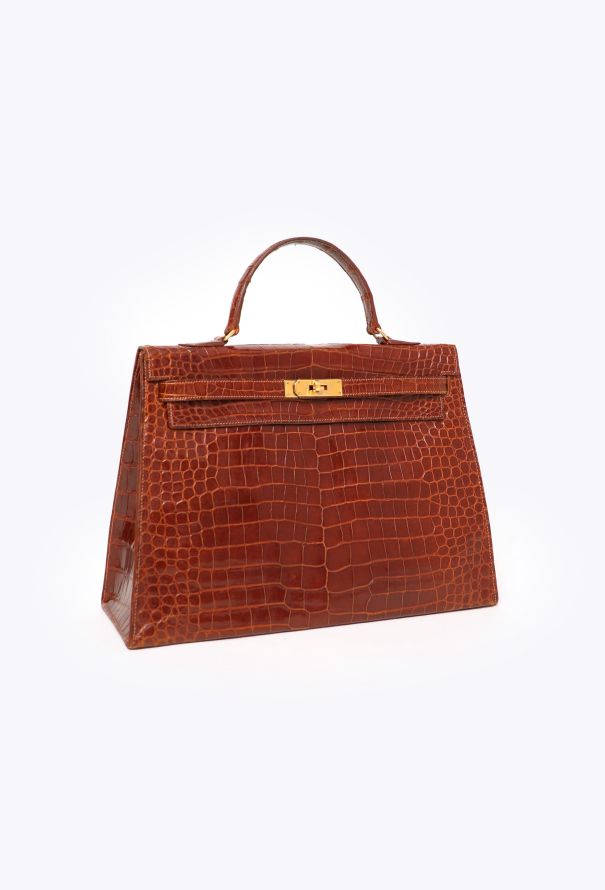 Hermès Ultra-Rare Vintage Brown Porosus  'Sac à Dépêches' Kelly 36 - 4