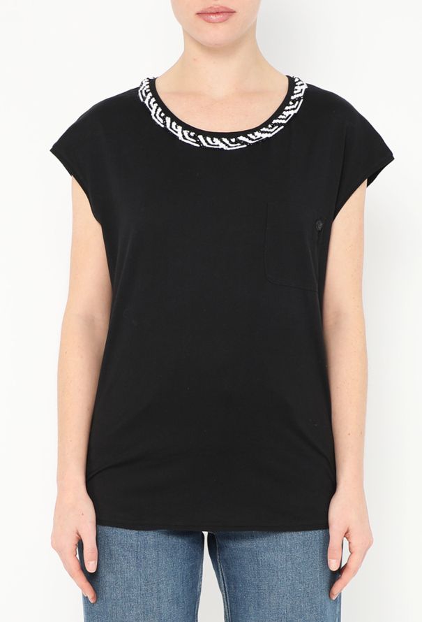 Chanel 2022 Lamé Trim 'CC' T-Shirt - 1