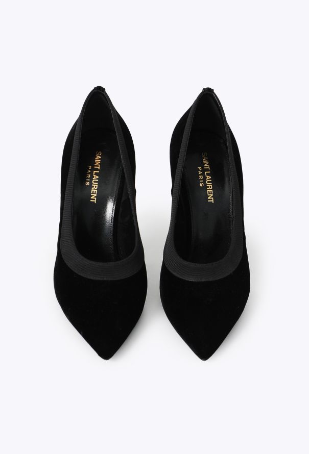 Saint Laurent Velour Grosgrain Trim Stilettos - 3