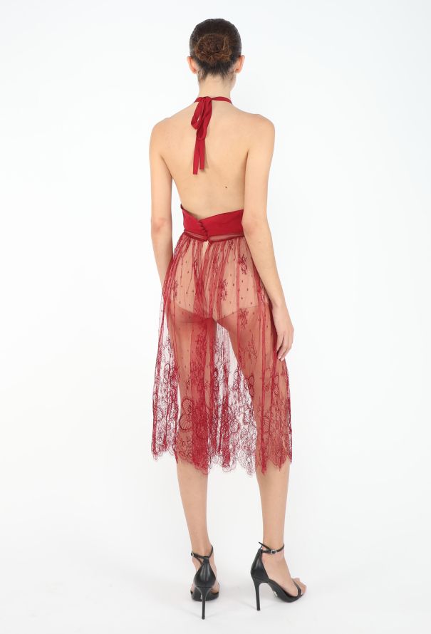 Chloé Rare S/S 1997 Chantilly Lace Halter Dress - 5