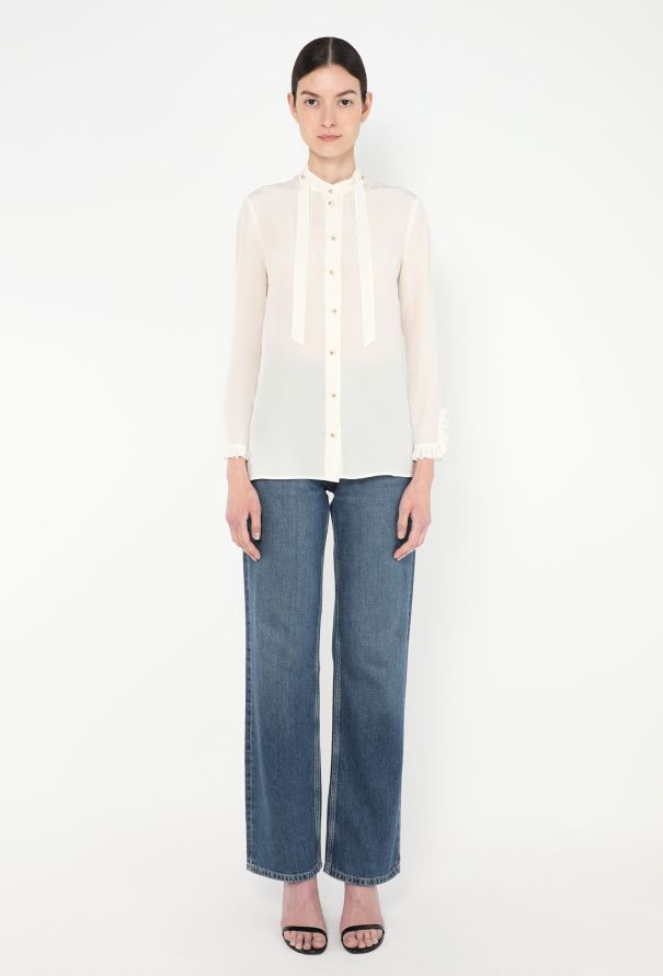 Gucci Pearl Button Lavallière Blouse - 4