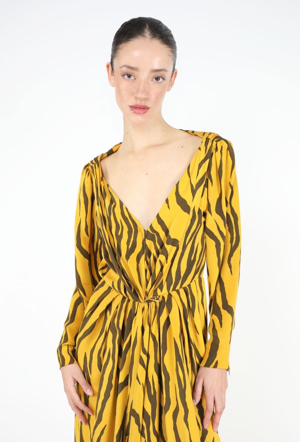Saint Laurent Collector S/S 1989 Plunging Tiger Gown - 4