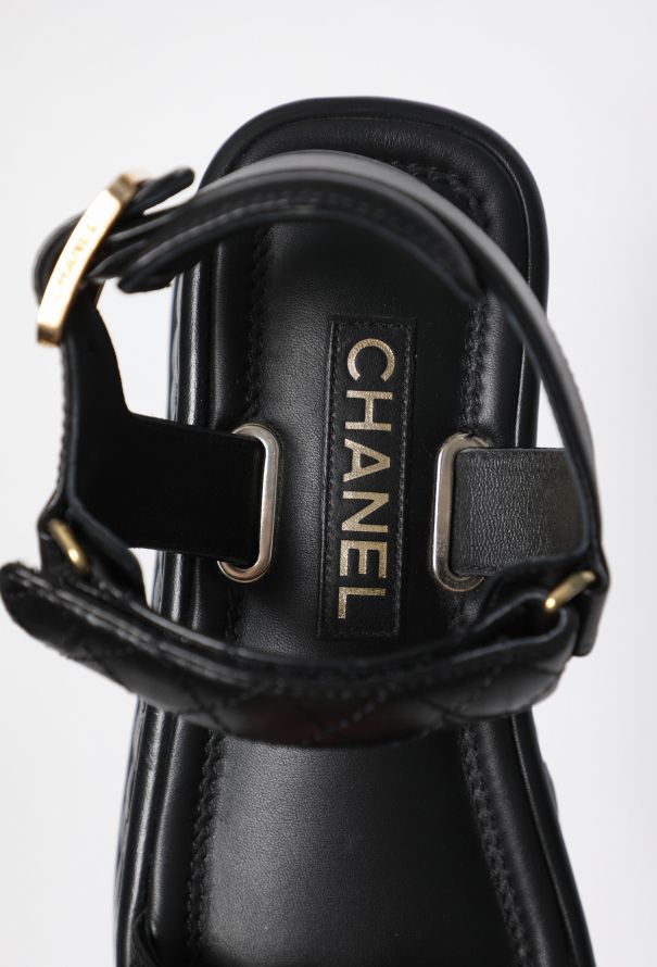 Chanel Quilted Leather 'CC' Sandals, 2022 - 6