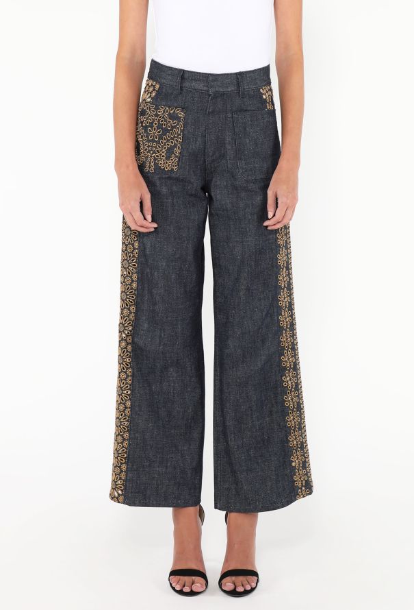 Dior 2024 Embroidered Wide-Leg Jeans - 2
