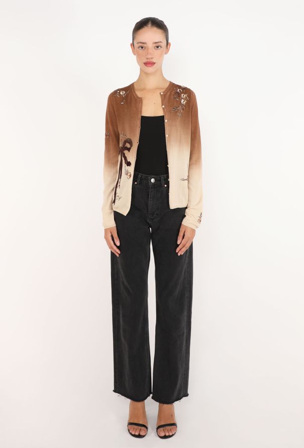 John Galliano Embroidered Knit Ombré Cardigan - 3