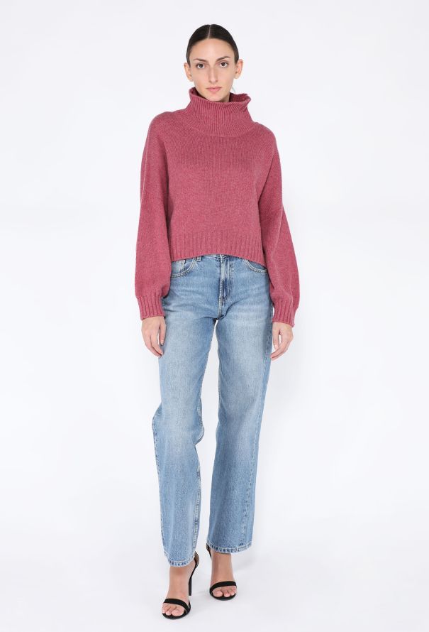 Céline Cropped Cashmere Turtleneck Sweater - 1
