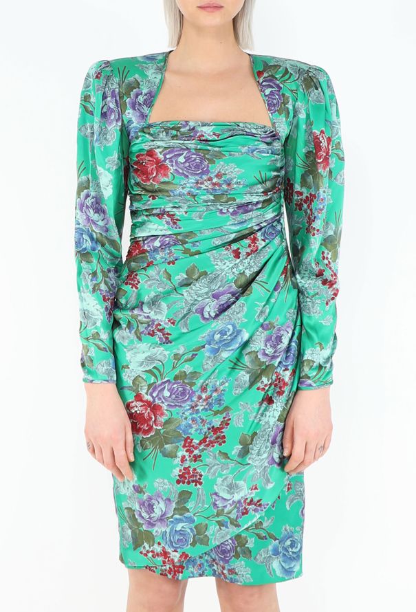 Emanuel Ungaro '80s Floral Draped Silk Dress - 3