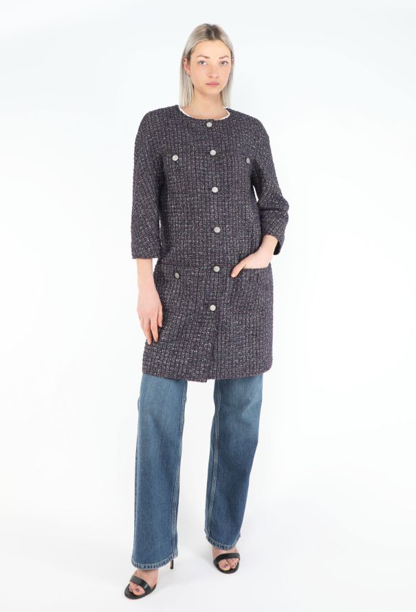 Chanel Fall 2014 'CC' Collarless Tweed Coat - 5