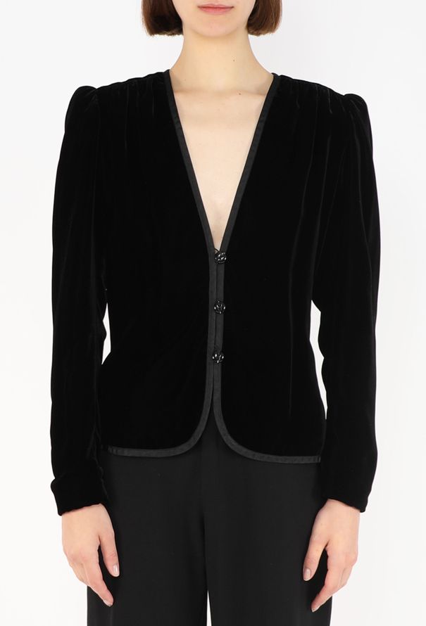 Saint Laurent Velvet Collarless Jacket, 1980 - 1